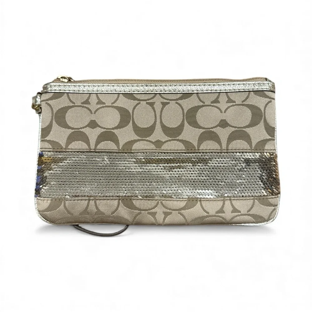 Coach Gold and Silver Patterned Wristlet - Picture 2 of 4